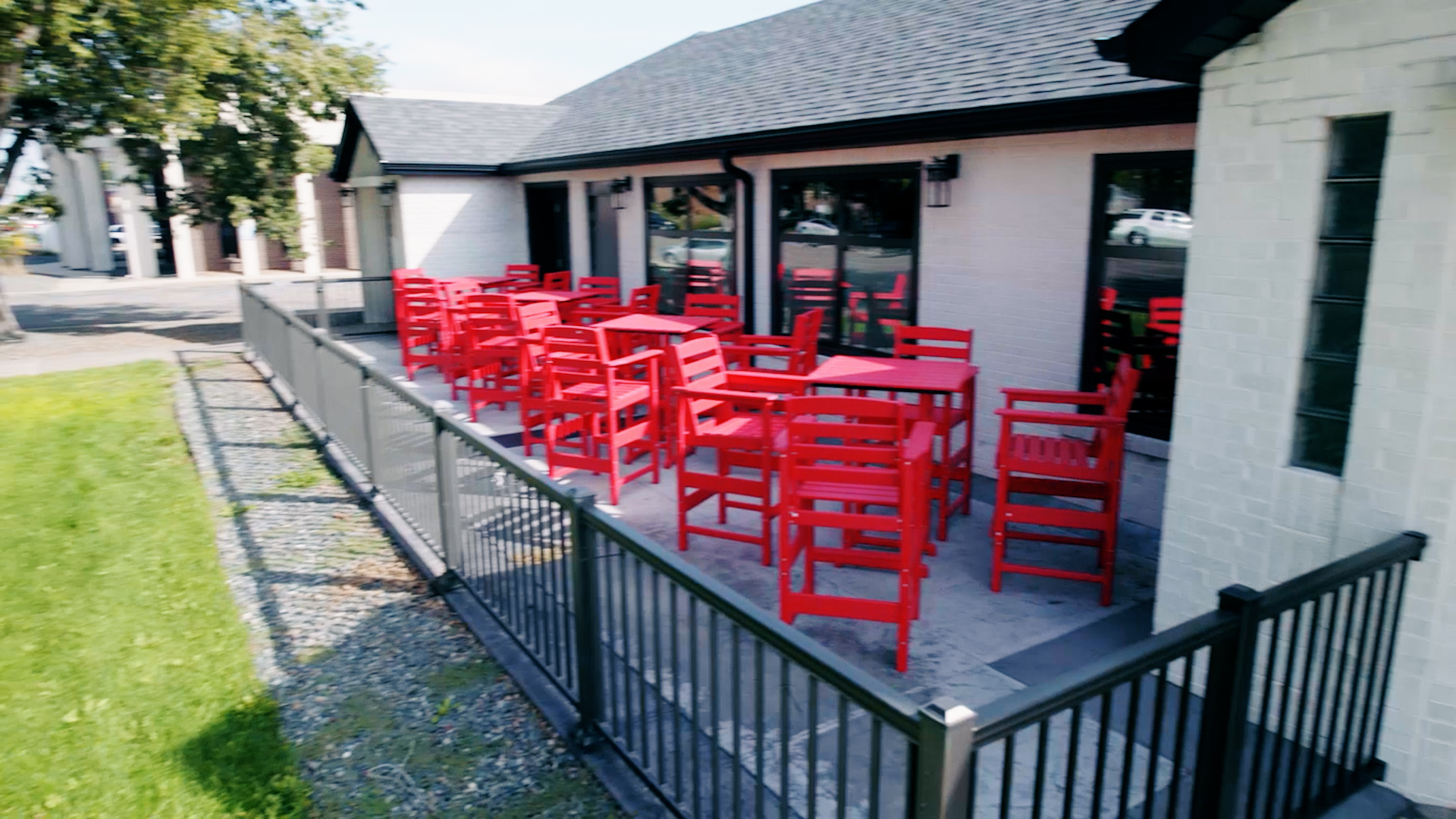 Side view of the patio seating